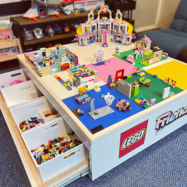 レゴテーブル,LEGOテーブルDIY,レゴ収納,レゴ,LEGO,男の子の部屋,海外風,バリ,吹き抜けのある家,アジアン風,ホテル,海外インテリア,白い家,バリ風,アジアン,キッズスペース,子供部屋,ニトリ,キッズルーム,女の子の部屋,Overview Ryo2626の部屋