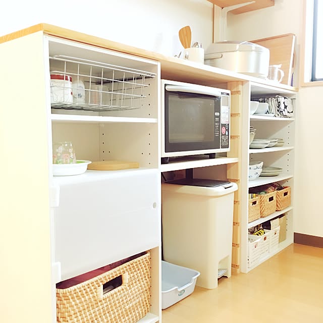 Kitchen,賃貸キッチン,賃貸,賃貸アパート,賃貸暮らし,ナチュラル,ニトリ,ダイソー,100均,DIY,北欧,食器棚,シンプル,オープン収納,カラーボックス,ディアウォール,食器棚DIY,現状回復,セリア,オープン棚,ハンドメイド,キッチンカウンター,楽天roomやってます thnの部屋