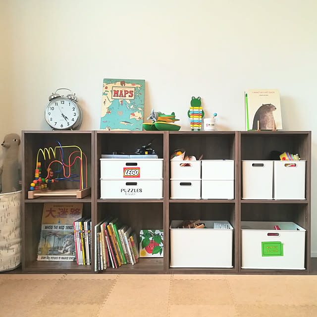My Shelf,子供部屋,おもちゃ収納,ニトリ,Ｎクリック,カラーボックス,インボックス,絵本,ブラウンインテリア,こどもと暮らす。,お久しぶりです！ Shinohazuの部屋