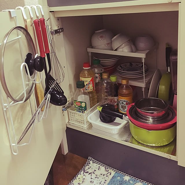 Kitchen,100均,ダイソー,一人暮らし,狭いキッチン,コの字ラック,ファイルボックス asamiの部屋