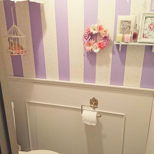 Bathroom,mt CASA,モールディング,モールディングDIY,パステルカラー,セリア,賃貸,フレンチカントリー yuzuzuの部屋