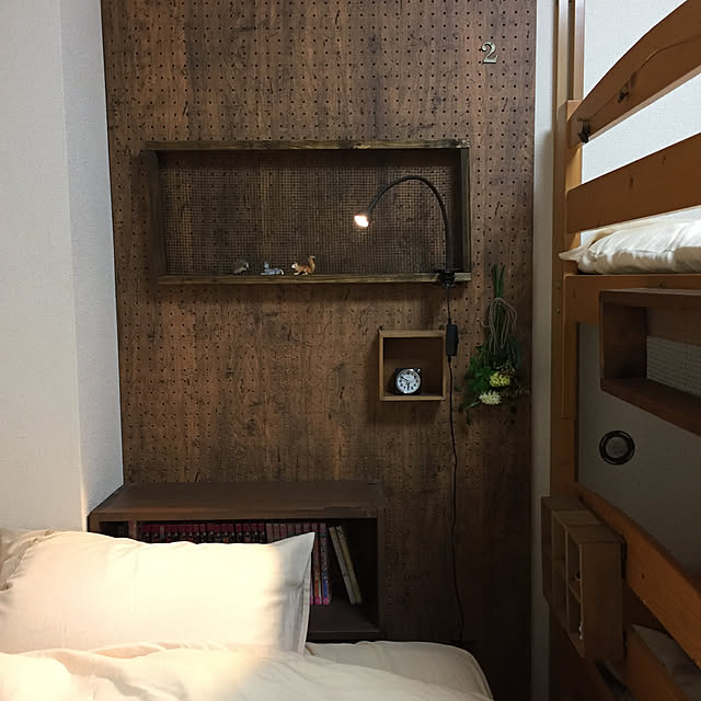 Bedroom,有孔ボード,賃貸暮らし,網シェルフ,賃貸,賃貸アパート,暮らし,ナチュラル tocotoco.10の部屋