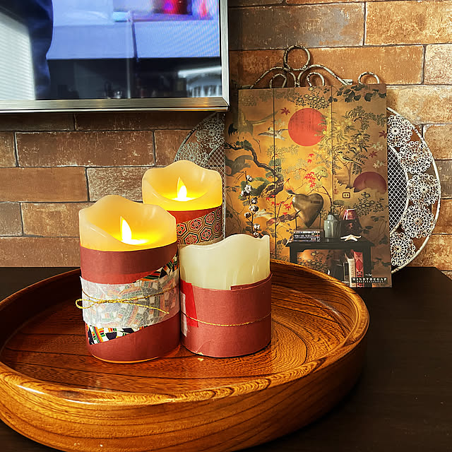 LEDキャンドル,ハンドメイド,お正月インテリア,アンティーク,ビンテージ感,閲覧していただいた方に感謝♪,レトロ,百均,ビンテージ,和風,折り紙,和物,大正ロマン,古い物,Lounge eyes.homeの部屋