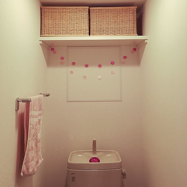 Bathroom,トイレ収納,トイレ,ガーランド,一人暮らし,無印良品,無印,バスケットかご,Francfranc,フランフラン,セリア nonの部屋