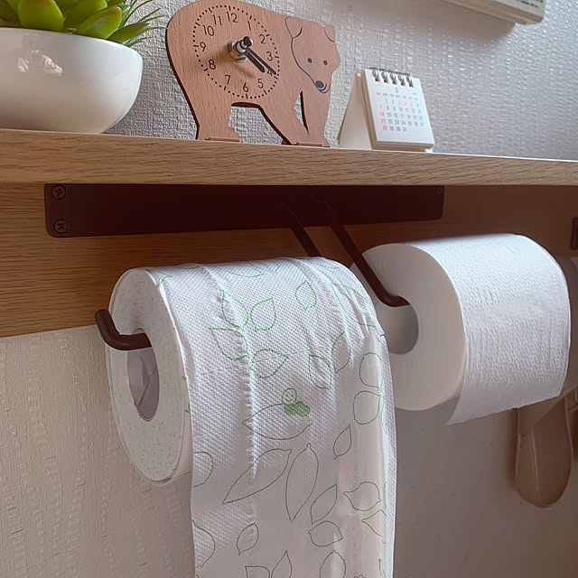 トイレットペーパー,カインズ,日用品,イベント参加,Bathroom,壁につけられる家具,無印良品,アイアン,トイレットペーパーホルダー,DIY,レアなあおむしくん,RoomClip mag 掲載 kaerunoameriの部屋