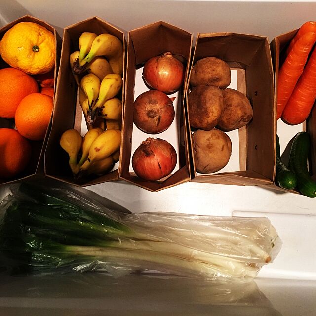 Kitchen,紙袋,野菜ストッカー,野菜,野菜室,冷蔵庫の中 mASaYoukiの部屋