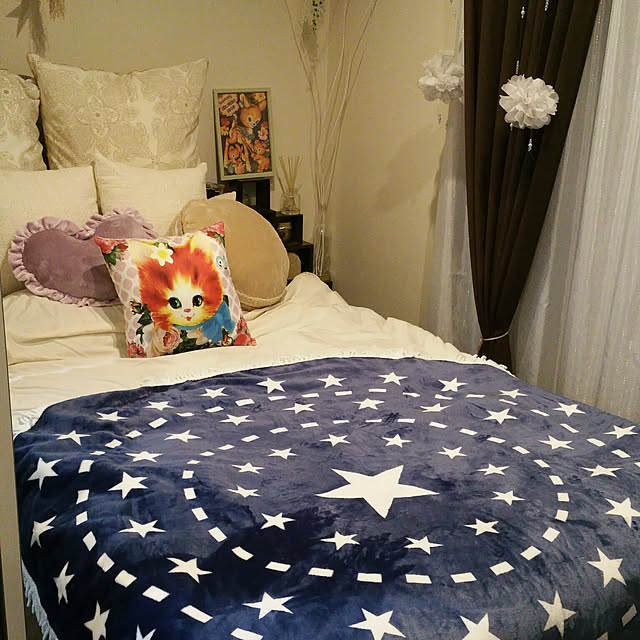 Bedroom,ラウンド毛布,しまむら,kaorinちゃんの真似っこ❤,greenroseちゃんのにゃんこ yumiの部屋