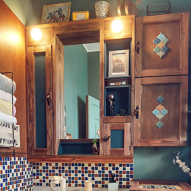 Bathroom,洗面スペース,ブライワックス,DIY,洗面台リメイク,洗面所DIY,たまがわタイルショップ CHOCOの部屋