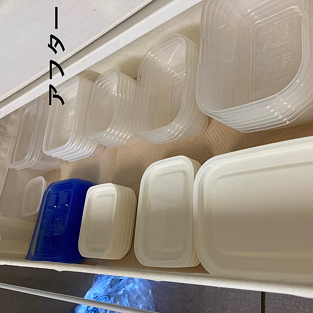 Kitchen,ご飯冷凍保存,タッパー収納,ニトリの防虫食器棚シート koroの部屋