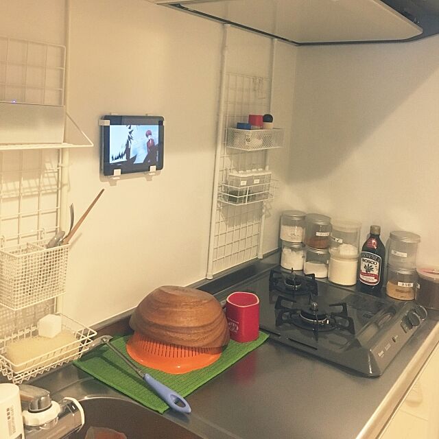 Kitchen,iPad mini,一人暮らし,1K,ワイヤーネット tarinの部屋