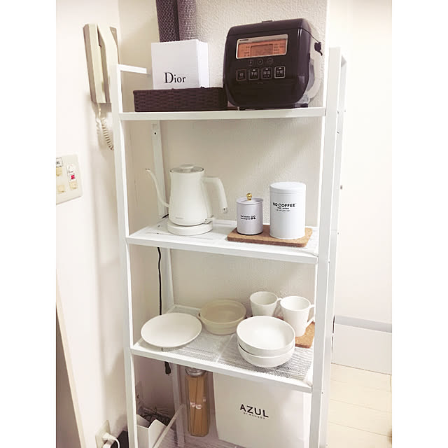 Kitchen,白が好き,1K 1人暮らし,1K,ひとり暮らし,シンプル,シンプルライフ,6畳,ひとり暮らし 1K,BALMUDA,バルミューダ,White,食器棚,NO coffee,食器,IKEA,シンプルが好き,1K 部屋作り ysnaの部屋