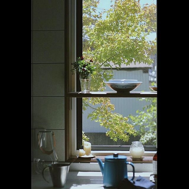 窓,日常の風景,庭,花,器,イロハモミジ,紅葉,Kitchen,キャンドル kurumin5の部屋