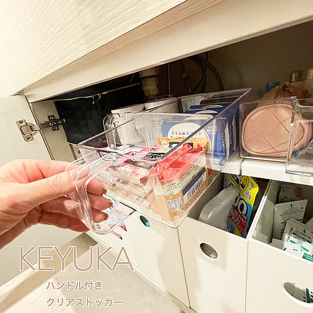 Bathroom,ケユカ,収納アイテム,収納アイデア,100均雑貨,100均,仕切り収納,ハンドル付き,KEYUKA,洗面台,整理収納,洗面台下収納,洗面台下,伸縮ラック,3LDKマンション,年末大掃除 LiLiy.coCoの部屋
