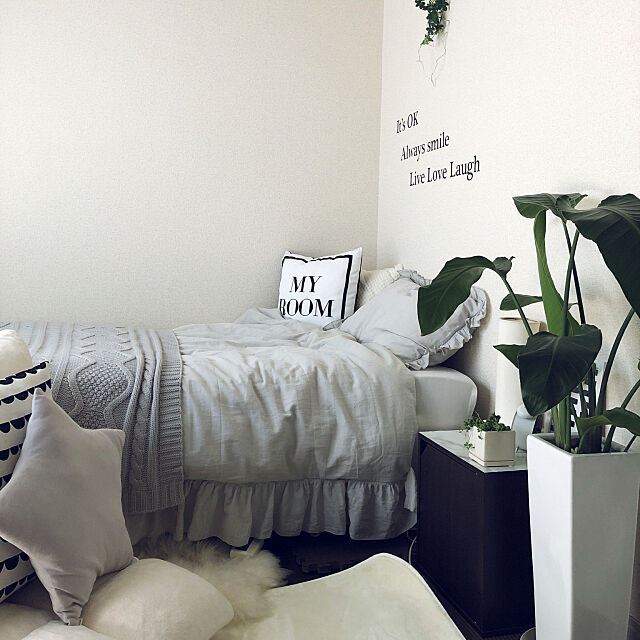 Bedroom,観葉植物,1人暮らし,ニトリ,1R,ひとり暮らし,1R/1K,ワンルーム,一人暮らし ellyの部屋