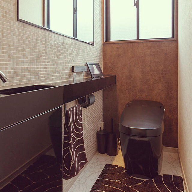 Bathroom,ブラックインテリア,モザイクタイル,サティス,LIXIL,北欧 Yumiの部屋