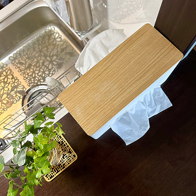 Kitchen,キッチンカウンター,両面ティッシュケース RIN,山崎実業,ティッシュケース,2人暮らし,RoomClipショッピング,山崎実業さん大好き♡ yasuyo66の部屋