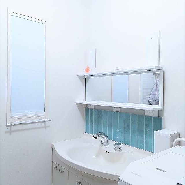 Bathroom,壁掛けミラー,DIY,セルフリフォーム,洗面台,無印良品,無印,収納,収納棚,洗面台DIY,洗面台の上,洗面台リメイク,無印良品 壁に付けられる家具,サブウェイタイル,サブウェイカラーズ,マット,壁に付けられる家具 rikkyの部屋