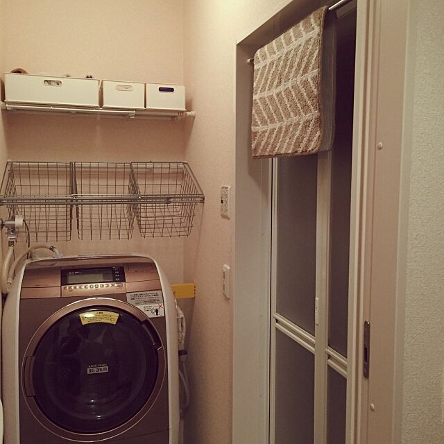 Bathroom,洗濯機周り,狭小,整理整頓,収納,脱衣所,ニトリ,つっぱり棒 asukaの部屋