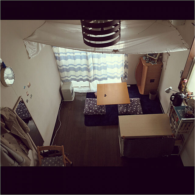 ロフト付きワンルーム,ワンルーム,一人暮らし,西海岸風,ナチュラル,Overview,間仕切り yukanikoの部屋