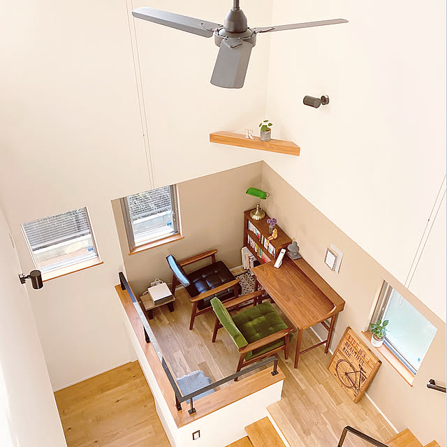 シーリングファン,Panasonic 照明,吹き抜け,DIY,好きな風景,おうち時間,スキップフロアのある家,アクセントクロス,On Walls Rinの部屋