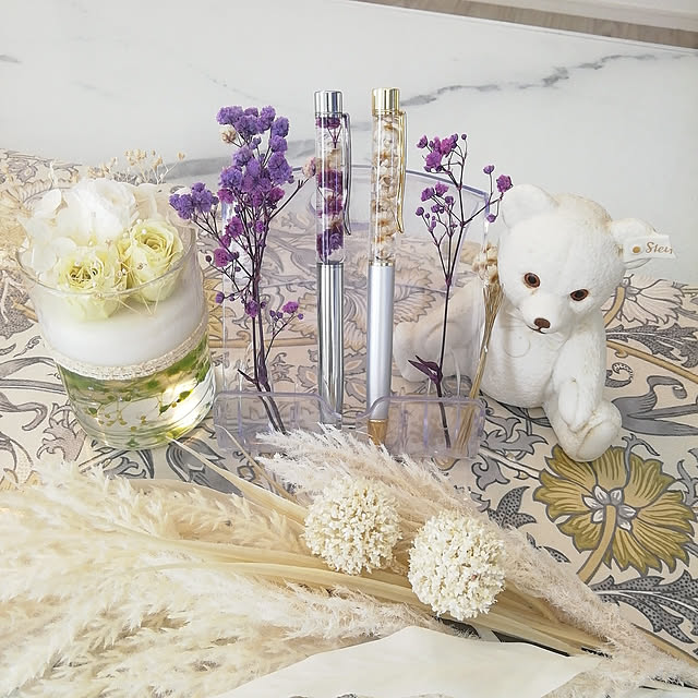 10分でできる,オリジナルボールペン,セリア　ドライフラワー,100均,セリア　ボールペン,My Shelf,ハーバリウムボールペン,HutschenReuther,フッチェンロイター,シュタイフ nyantarouの部屋