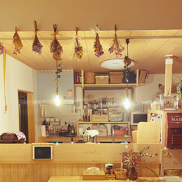こどもと暮らす,ホームベーカリー,カフェ風,北欧,ナチュラル,ドライフラワー,子育て中,こどもと暮らす。,子供のいる暮らし,DIY,ダイソー,ニトリ,セリア,フェイクグリーン,Kitchen,手作りキッチン asukararaの部屋