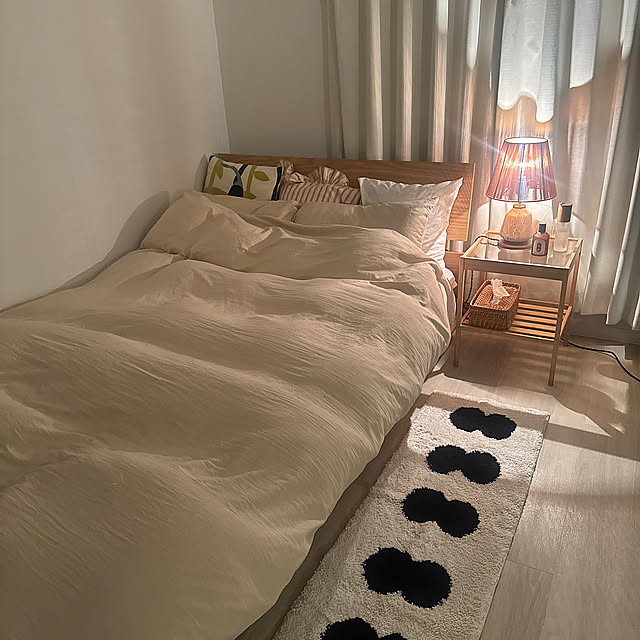 Bedroom,賃貸インテリア,artofblack,無印良品,INTERFORM,ラグ,ニトリ,IKEA ojiの部屋