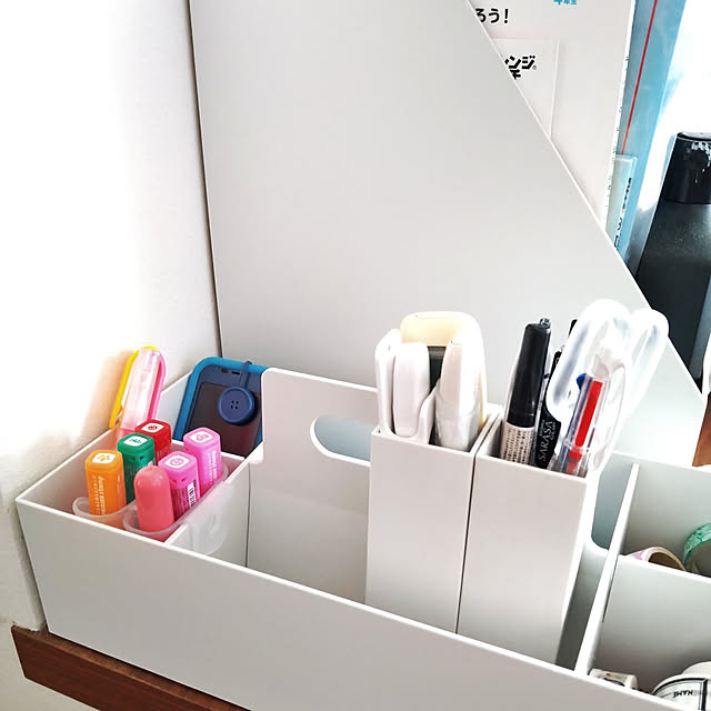 My Desk,文房具収納,無印良品,収納,100均,ダイソー,キャリーボックス,100均アイテム yukoの部屋