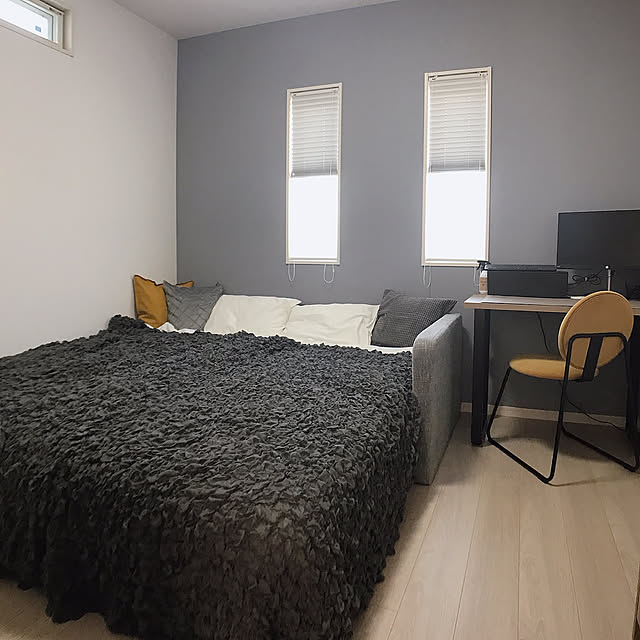 グレー好き,ベッド,寝室,IKEA,Bedroom NANASORAの部屋