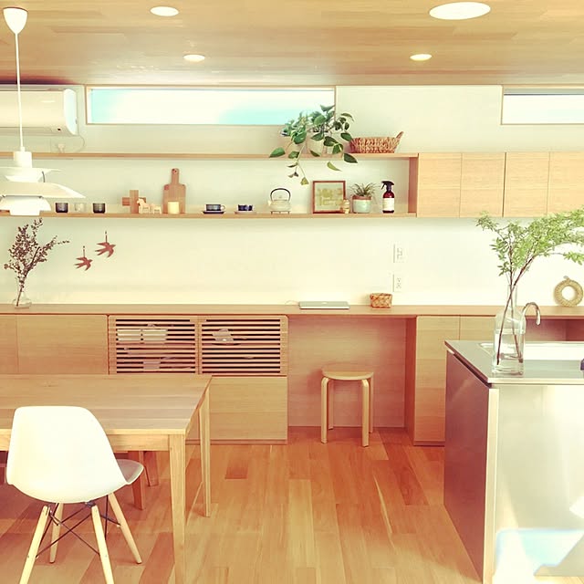 Kitchen,北欧インテリア,北欧ナチュラル,観葉植物,北欧,北欧雑貨,ステンレスキッチン,飾り棚,IKEA,カフェ風,隠す派,モダンデコ chikalyの部屋