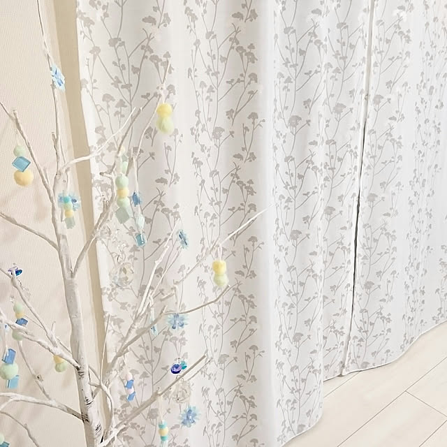 Bathroom,カーテン,オーダーカーテン,イベント参加です,ジアス・カーテン,お花の部分がキラキラ✨,カーテンに合わせてカーテンボックスDIY,リビングはレースカーテンのみ,夜はシャッターで厚手カーテンはなし,一目惚れしたレースカーテン❤ PAOの部屋