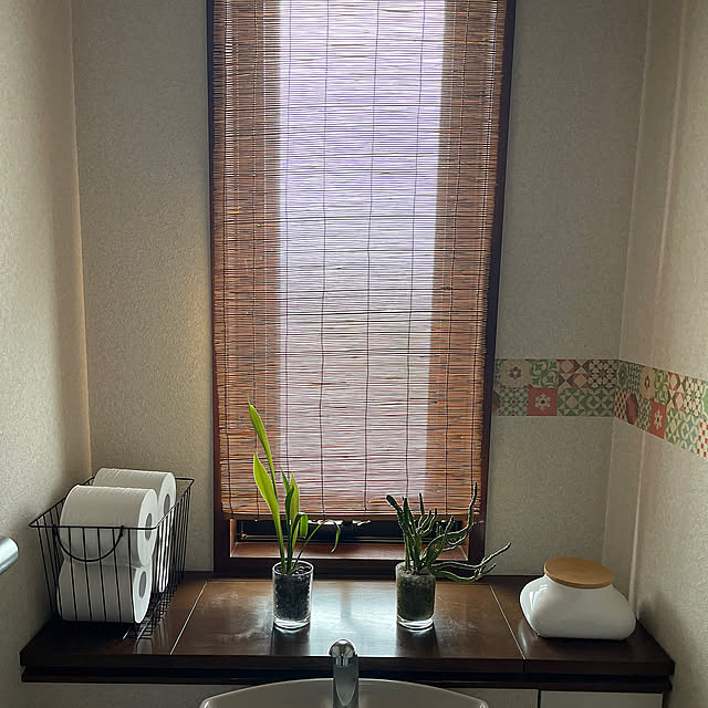 Bathroom,IKEA,サボテン,サンスベリア,観葉植物のある暮らし,簾,二世帯住宅の二階,夏の暮らし準備 kikiの部屋