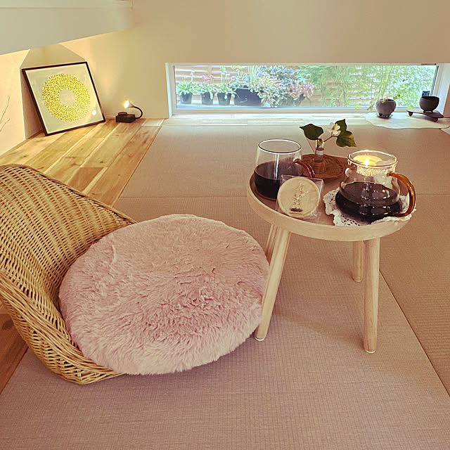 Lounge,アロマキャンドル,古雑貨のフラワーベース,どくだみの花,はなのある暮らし,IKEA 照明,シーラカンスモナカ,コーヒーサーバー&ドリッパー,ディスプレイテーブル,3コインズ雑貨,和室,使い方いろいろ lemonadeの部屋