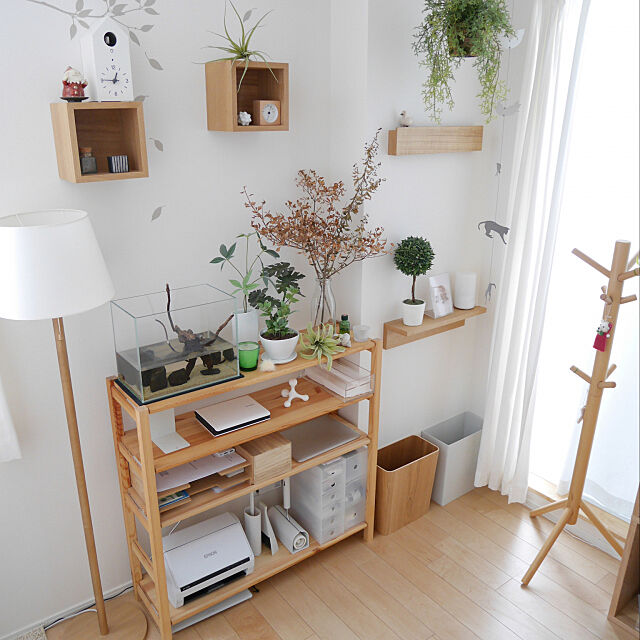 My Shelf,ワンルーム,一人暮らし,カフェ風,北欧,シンプル,観葉植物,無印良品,フェイクグリーン,ナチュラル ponsukeの部屋