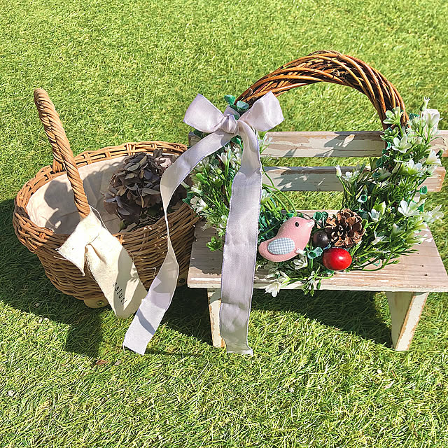 鳥さん好き,庭,セリア,リース 手作り,わたしのハンドメイド 冬,My Desk,癒し myu-の部屋