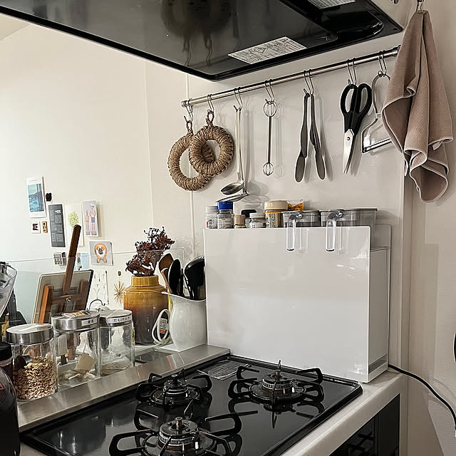 Kitchen,tower,キッチン道具,山崎実業,マグネットコレクション,daily mukuri,キッチンクロス,冷蔵庫横,コンロ周り,レンジ下収納 naojinの部屋