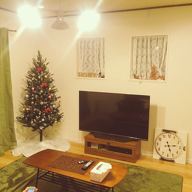 Lounge,生活感,クリスマス,Francfranc,レースカーテン,ニトリだらけ,ニトリのカーテン,ペンダントライト ammmの部屋