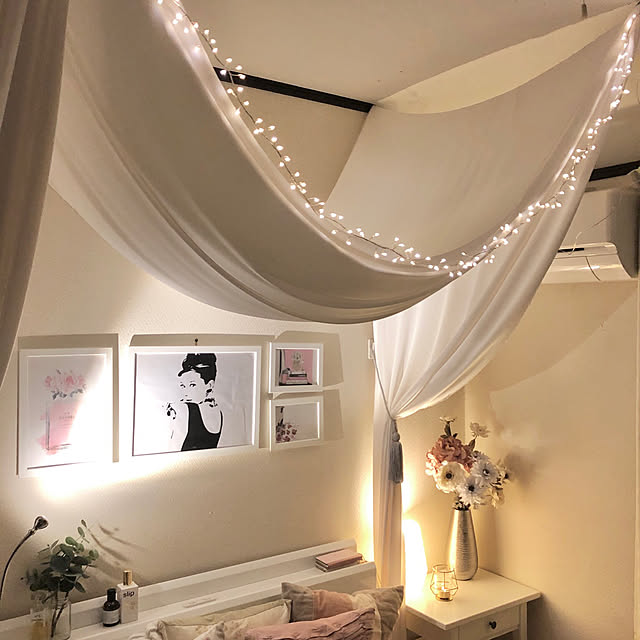 クリスマス,クリスマスディスプレイ,クリスマスデコレーション,フェアリーライト,Francfranc,フランフラン,IKEA,Bedroom,天蓋ベッド,天蓋,海外インテリアに憧れる rukiaの部屋
