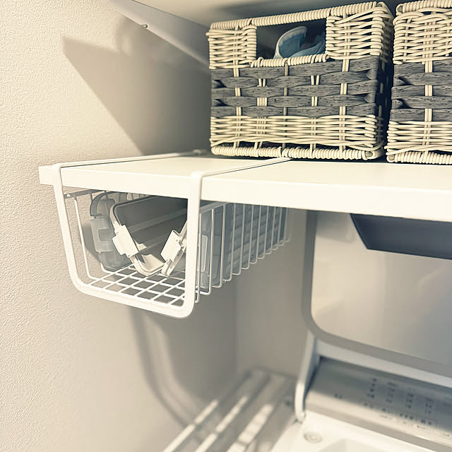 Bathroom,乾燥用バスケット,ニトリ,洗濯機上の棚,RCの出会いに感謝♡,糸くずフィルター,すっきり暮らす,デッドスペース活用,マンション暮らし,見て頂きありがとうございます,吊り戸棚バスケット,4枚投稿 haru29の部屋