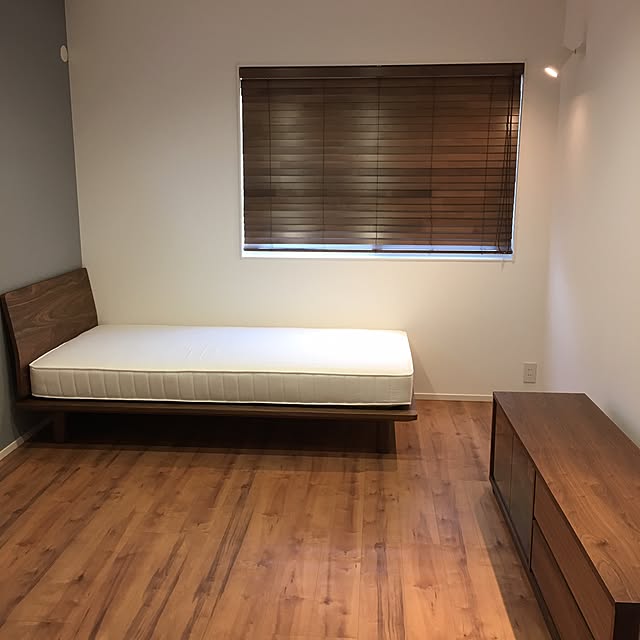 Bedroom,無印良品,マイホーム記録,ウッドブラインド,Dフロア,ライトメープル,グレー好き hanaの部屋