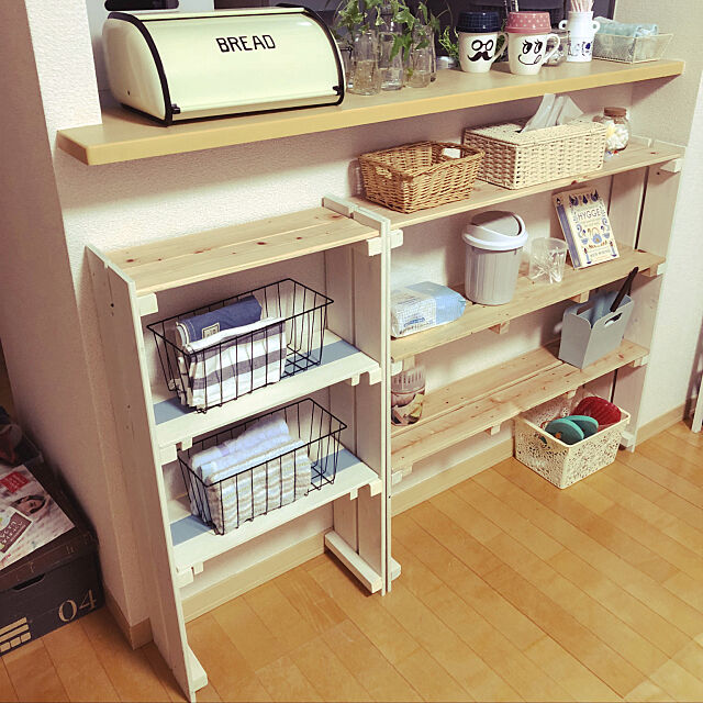 My Shelf,カウンター下収納,すのこDIY,すのこ,ナチュラル,DIY neeno220の部屋