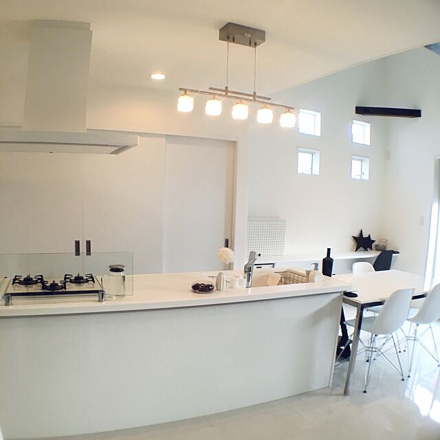 Kitchen,100均,ダイソー,IKEA,モノトーン,照明,白黒,ホワイトインテリア chicchiの部屋