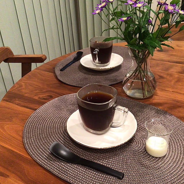 インスタで見たレシピ,コーヒーゼリー,デザート,簡単料理,絶品コーヒーゼリー,テーブル,花,癒し,見ていただいてありがとうございます♡,複数投稿,都忘れ,Kitchen,ダイニングテーブル,ランチョンマット,癒しスペース houenの部屋