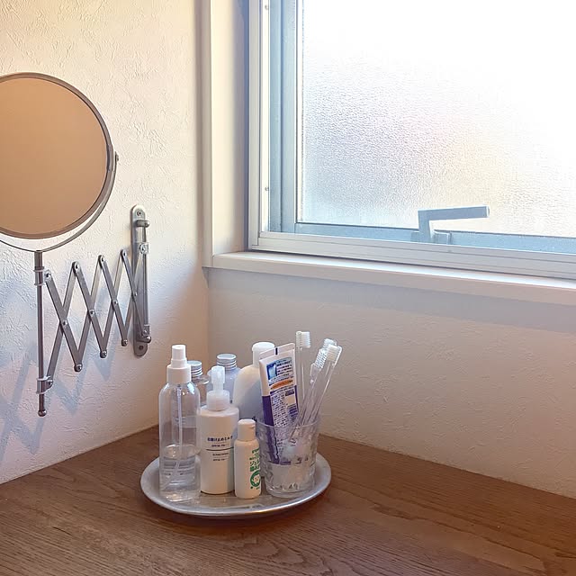 Bathroom,歯ブラシ,アルミトレー,鏡,オーダー洗面台,オーダー,オーク材,洗面カウンター,洗面台,IKEA Yukaの部屋
