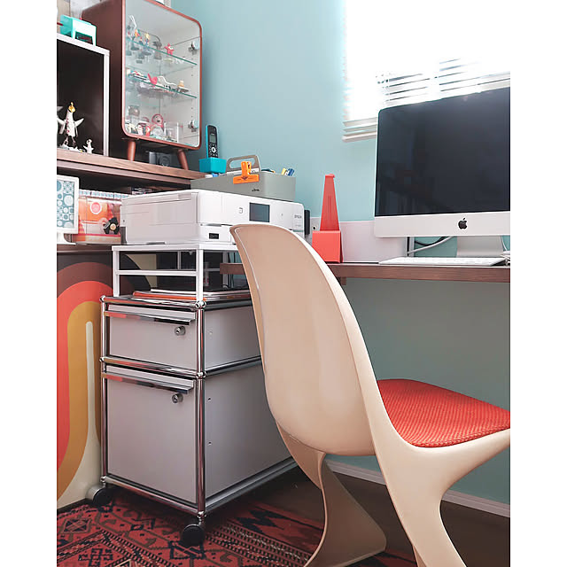 My Desk,ワークスペース,デスク周り,ロールボーイ,tower食洗機ラック,USMハラー,カサリノチェア,ミッドセンチュリー,ミッドセンチュリーモダン,スペースエイジデザイン NK67の部屋