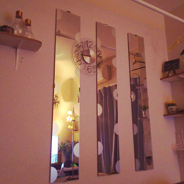 On Walls,スタンドミラー,鏡DIY♪,IKEAの鏡,一人暮らし,狭い部屋,間接照明,イベント参加中,観葉植物 osamuの部屋