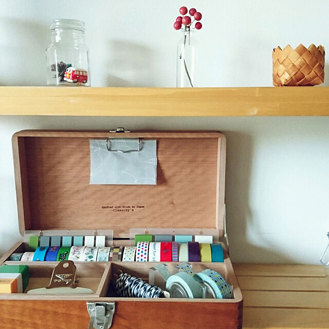 My Shelf,平屋暮らし,丁寧に暮らす,シンプルな暮らし,倉敷意匠の道具箱,マスキングテープ収納,DAISOの付箋 koyurizuの部屋