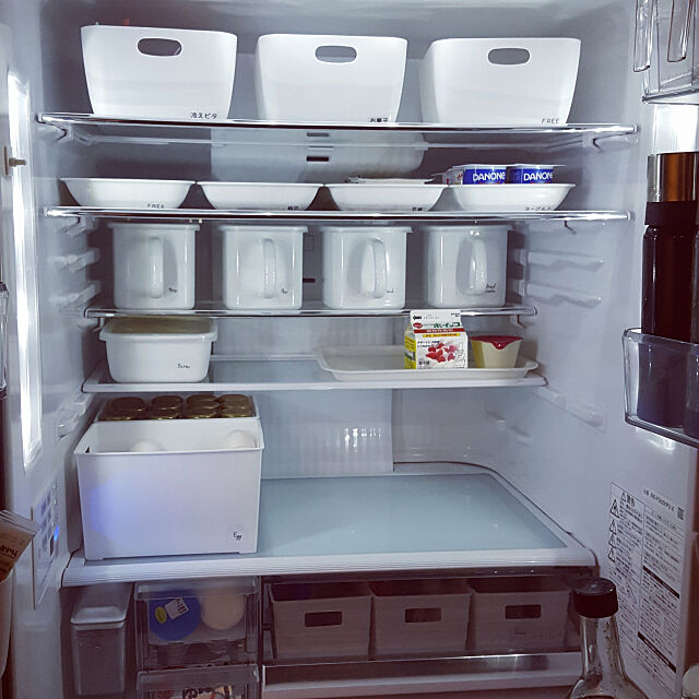 Kitchen,冷蔵庫,冷蔵庫収納,琺瑯,白が好き,整理整頓 110cafeの部屋