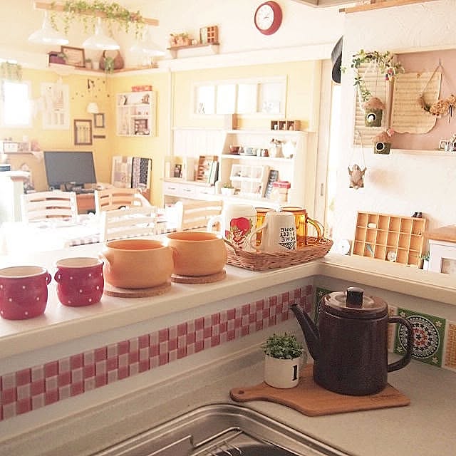 Kitchen,ダイソー,ガラスタイル,野田琺瑯,キッチン雑貨,フェイクグリーン,雑貨 chocoの部屋