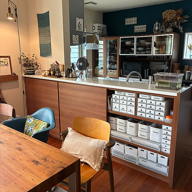Kitchen,無印良品 収納,キッチンカウンター下,日用品収納,文房具収納,片付けやすい工夫 walking123の部屋
